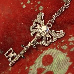 Skeleton Key Rhinestone Necklace